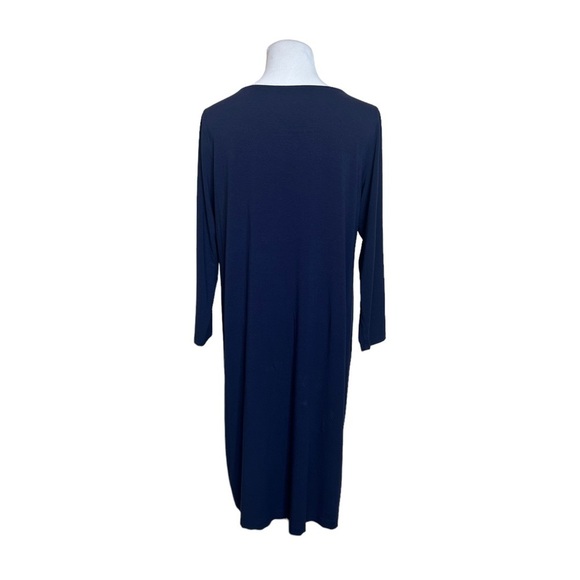 Eileen Fisher Navy V-Neck Dress With Long Sleeves - Picture 3 of 7